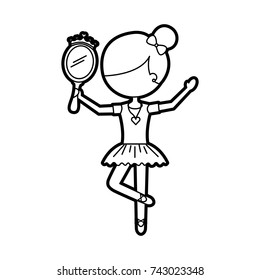 little girl dancer ballet holding princess mirror