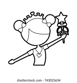 little girl dancer ballet holding magic wand