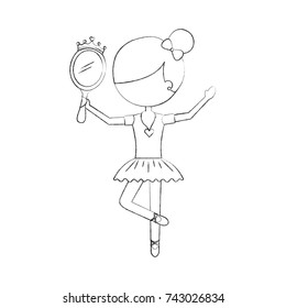 little girl dancer ballet holding princess mirror