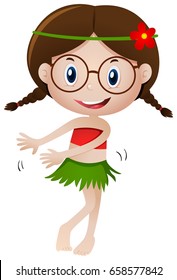 Little girl dancing alone illustration