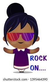 Little girl is dancing, illustration, vector on white background.
