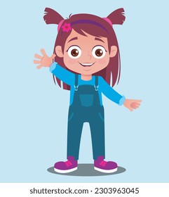 A little girl in daycare is back to school happy