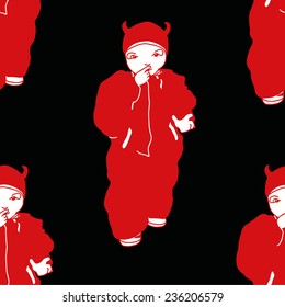 Little Girl Devil, seamless pattern