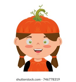 little girl disguised as a pumpkin