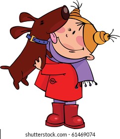 Little girl with dog