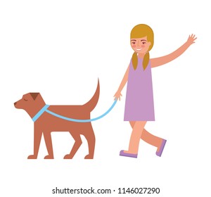 little girl with dog mascot avatar character