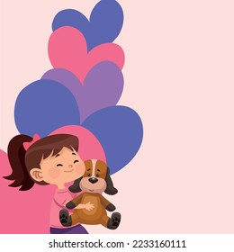 little girl with doggy toy character