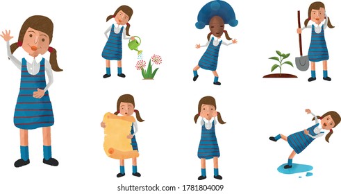 
little girl doing different activities