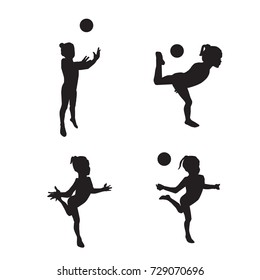 little girl doing gymnastics with a ball vector silhouette