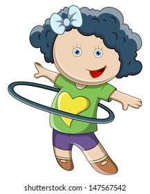 Little Girl Doing Hula Hoop Vector Stock Vector (Royalty Free ...