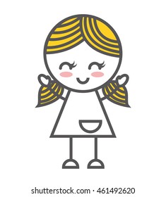 little girl drawing icon isolated vector graphic