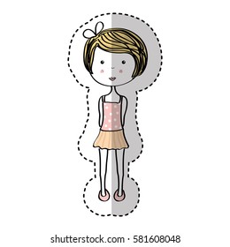 little girl drawing isolated icon