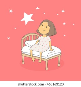 little girl in a dream. vector illustration good night