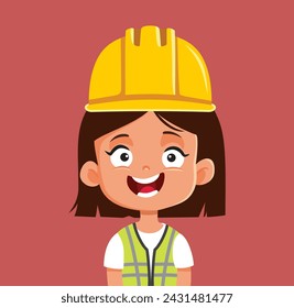 
Little Girl Dreaming of Becoming an Engineer Vector Cartoon Character. Child preparing for a profession outside gender stereotypes 
