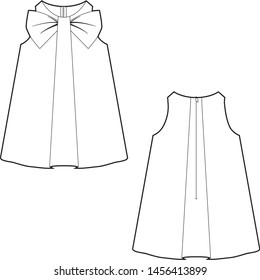 little girl dress for spring and summer. dressy. technical illustration sketch for garment production