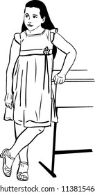little girl in a dress at the table
