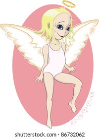 Little girl dressed like angel