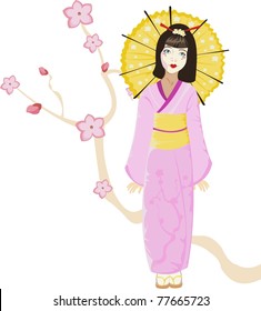 Little girl dressed like geisha
