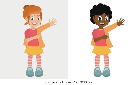 Little girl Dressing Up Himself.,vector eps10