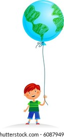 A little girl with Earth balloon