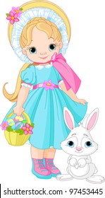 Little girl with Easter rabbit