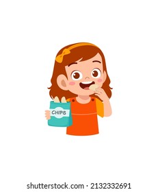54 Little Girl Eating Chips Stock Vectors, Images & Vector Art |  Shutterstock