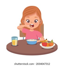little girl eating breakfast character