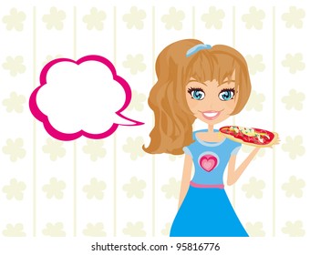 little girl eating pizza