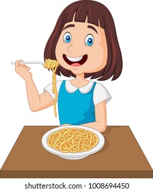 Little Girl Eating Spaghetti