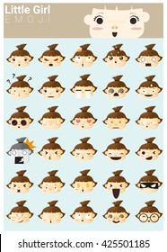 Little girl emoji icons, vector, illustration