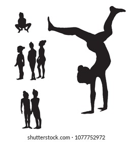 little girl is engaged in gymnastics vector