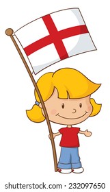 Little girl with English flag.
