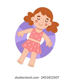 Little girl enjoying swimming vector illustration