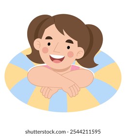 Little girl enjoying swimming vector illustration