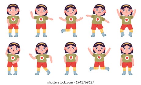 Little Girl Expression Happy Angry Little Stock Vector (Royalty Free ...