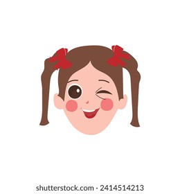Little girl face expression, set of cartoon vector illustrations isolated on white background. Kid emotion face icons, facial expressions.