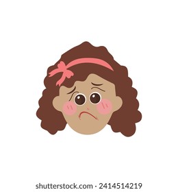 Kleines Mädchen Gesichtsausdruck, Satz von Cartoon-Vektorgrafiken einzeln auf weißem Hintergrund. Kid Emotionen Gesichtssymbole, Gesichtsausdrücke.