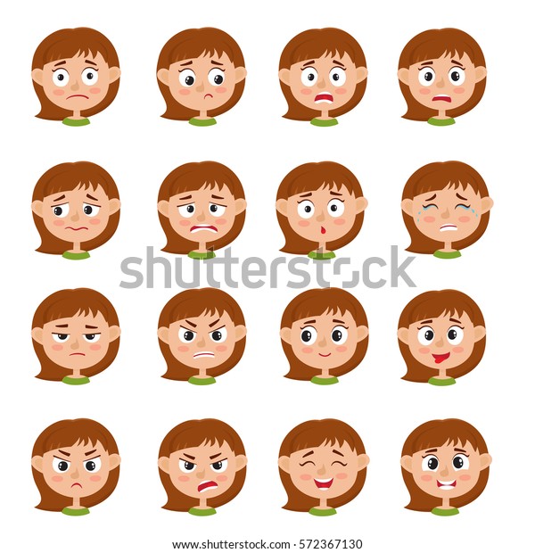 4,543 Teenage Girl Facial Expressions Cartoon Stock Vectors, Images ...