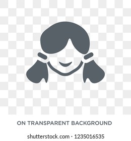 Little girl face icon. Trendy flat vector Little girl face icon on transparent background from People collection. 