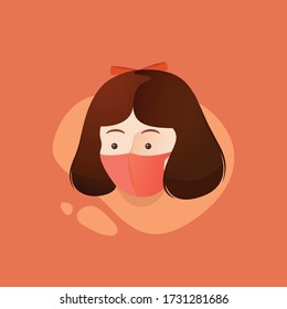 A little girl with face mask, a female student