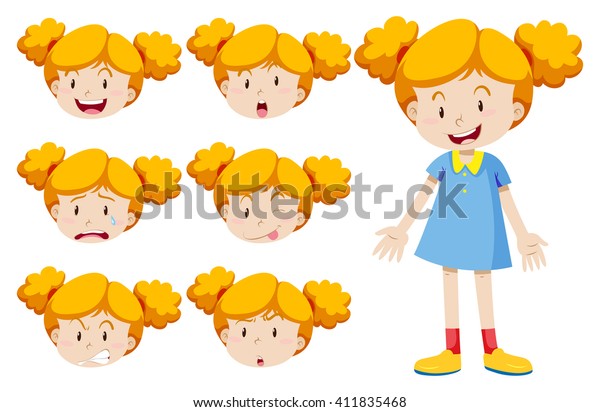 Little Girl Facial Expressions Illustration Stock Vector (Royalty Free ...