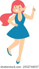 Little Girl Fairy Cartoon Illustration. Flat Vector Character