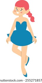 Little Girl Fairy Cartoon Illustration. Flat Vector Character