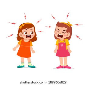little girl fight and argue with her friend