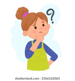 Little girl finds an answer or an idea. Knowledge and education concept.