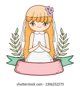 little girl in first communion celebration
