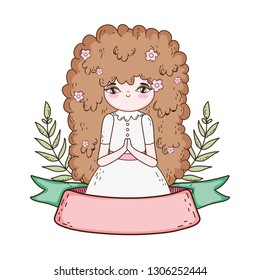 little girl in first communion celebration