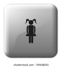 Little girl flat vector icon.