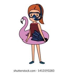 little girl with flemish float and snorkel