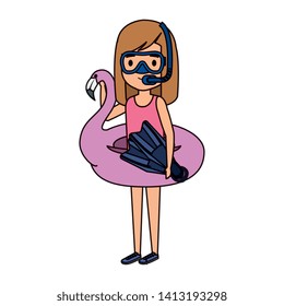 little girl with flemish float and snorkel